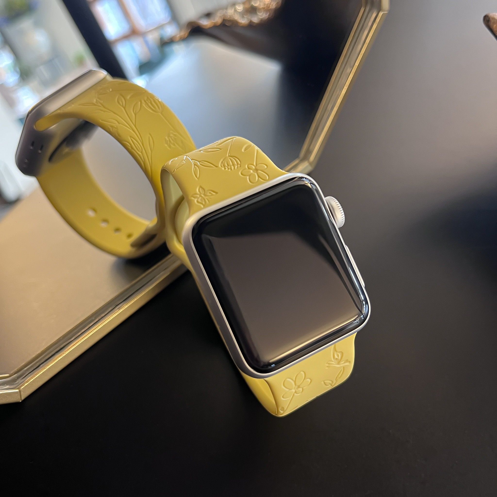  Apple Watch nyomtatott sport szalag - virágok sárga