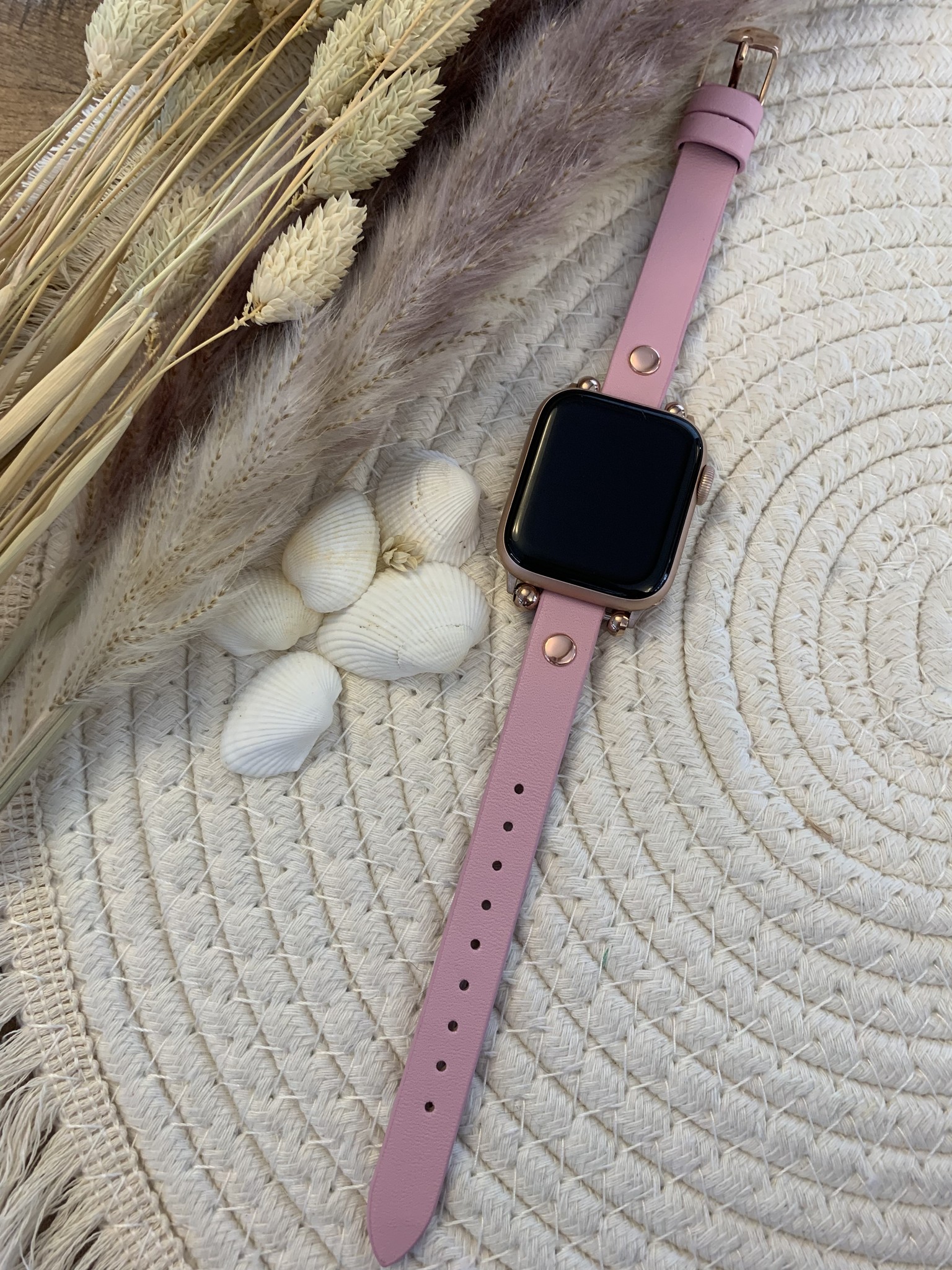  Apple Watch vékony bőrszíj - rózsaszín