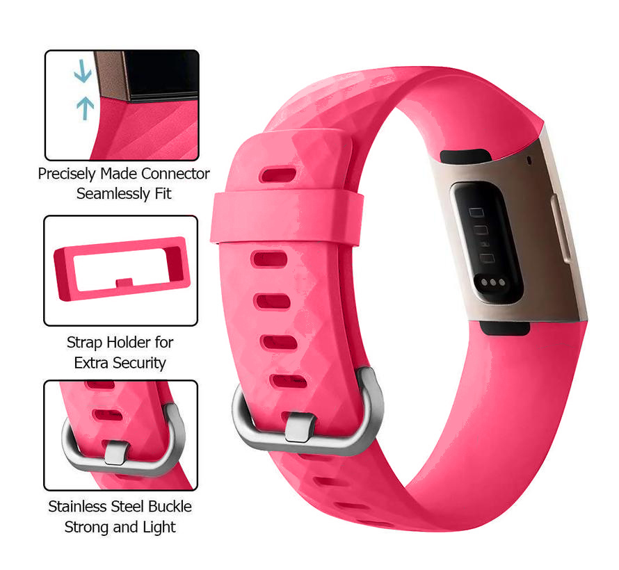 Fitbit Charge 3 &amp; 4 sport waffle szalag - rózsaszín piros