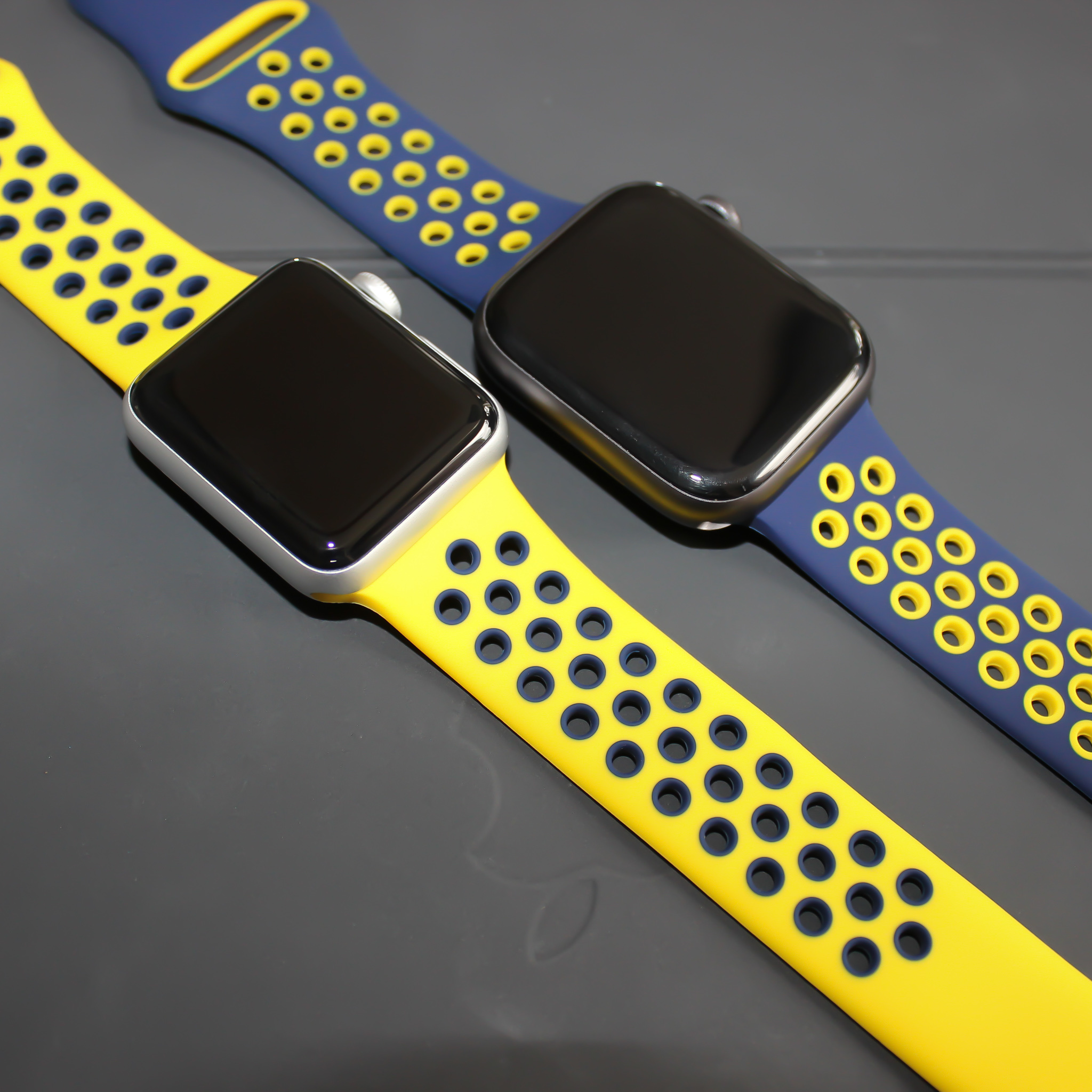  Apple Watch dupla sport szalag - sötétkék sárga