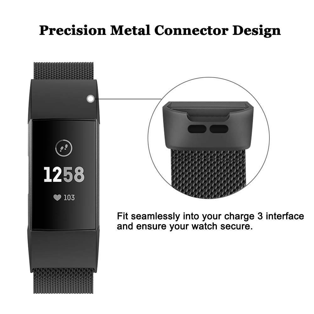 Fitbit Charge 3 &amp; 4 milánói szalag - fekete