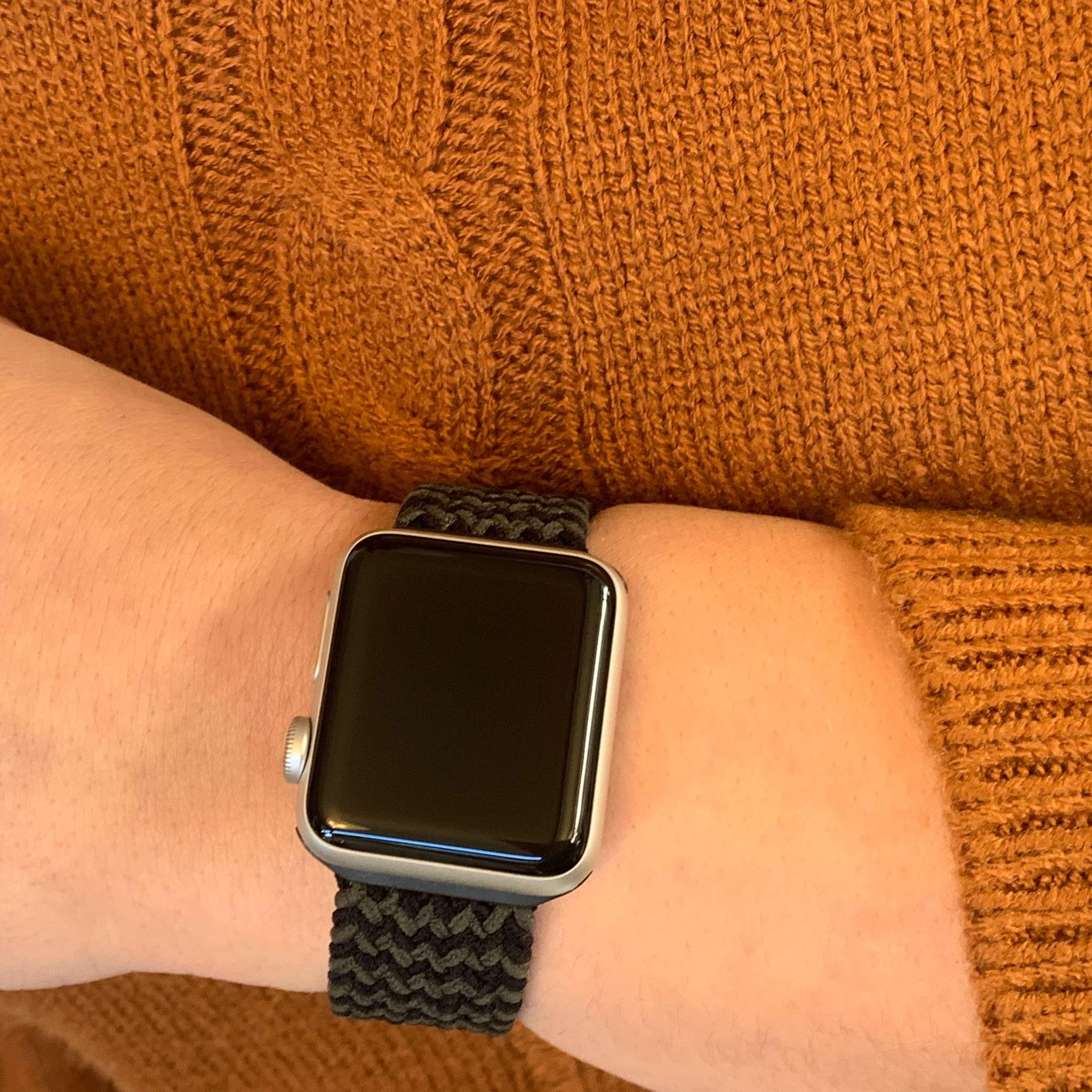  Apple Watch Nejlon fonott szóló pánt - fekete-zöld