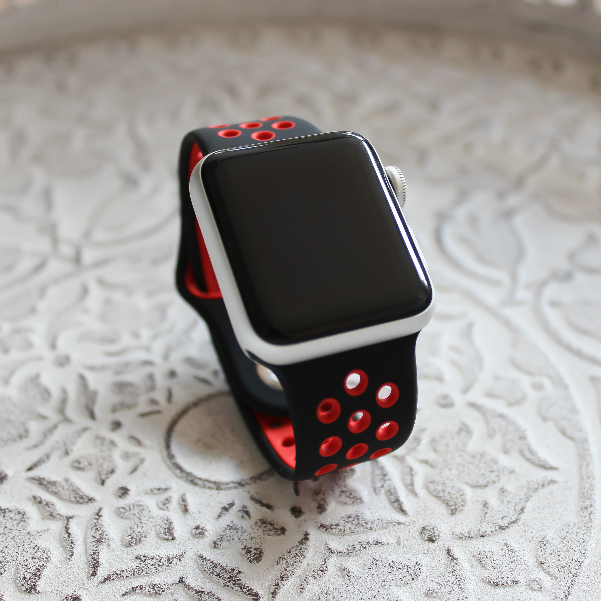  Apple Watch dupla sport szalag - fekete piros
