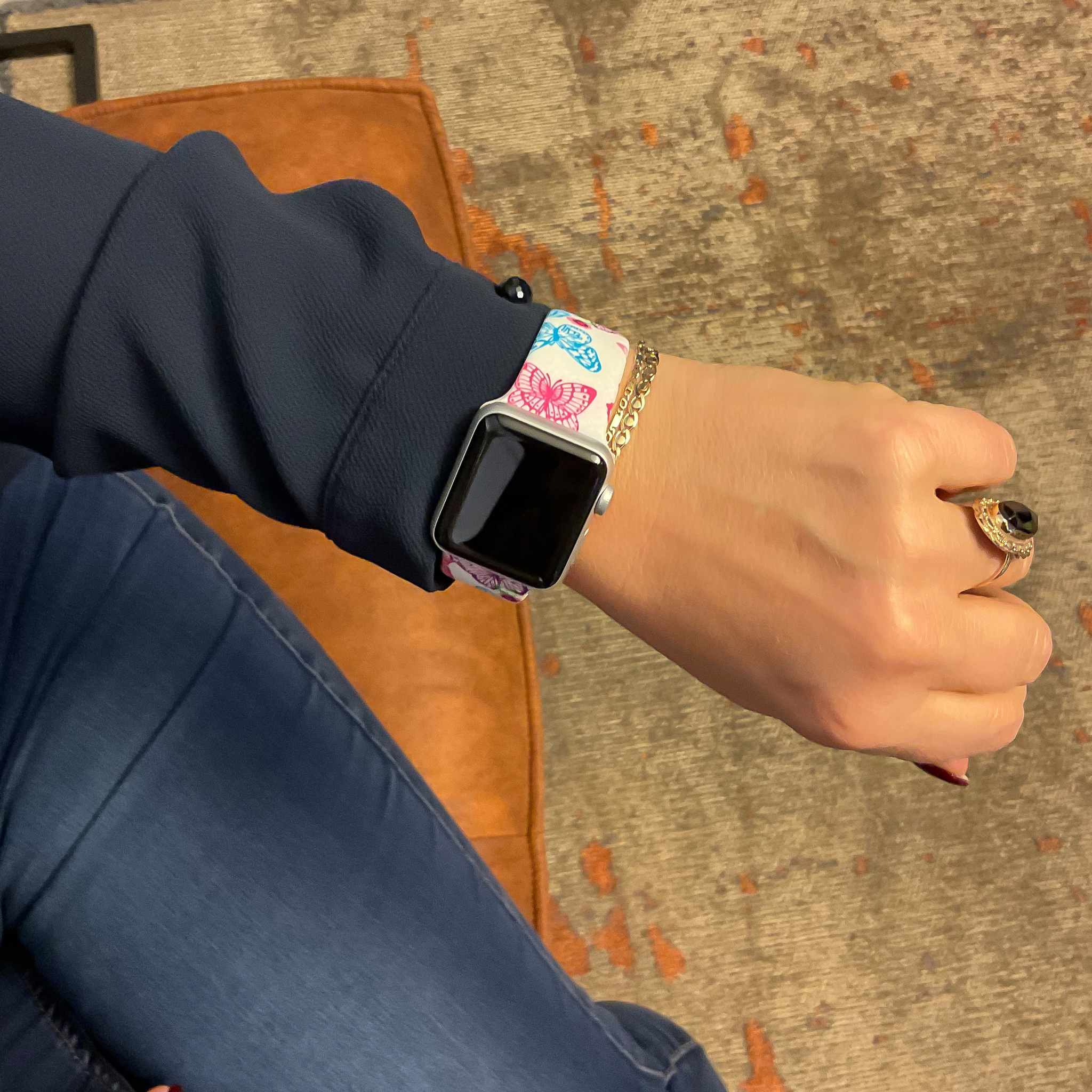  Apple Watch nyomtatott sportszalag - pillangó rózsaszín