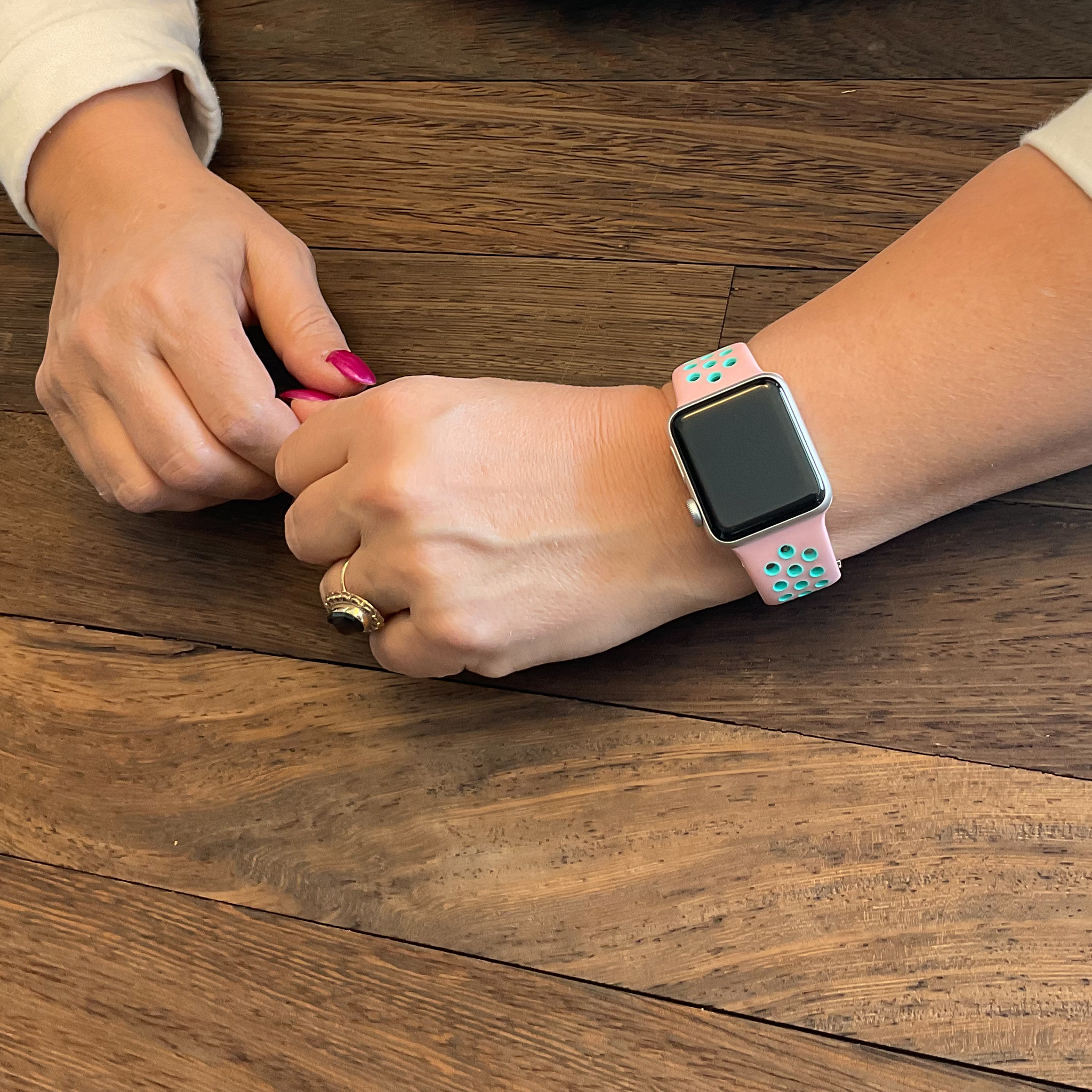  Apple Watch dupla sport szalag - rózsaszín világoskék