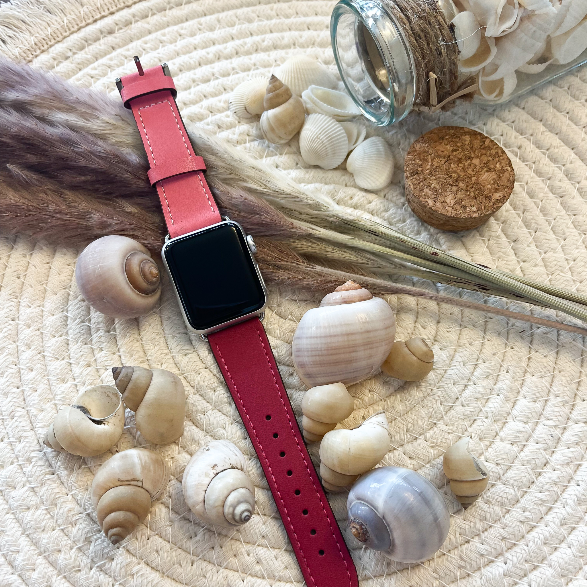  Apple Watch leather sing tour - rózsaszín piros
