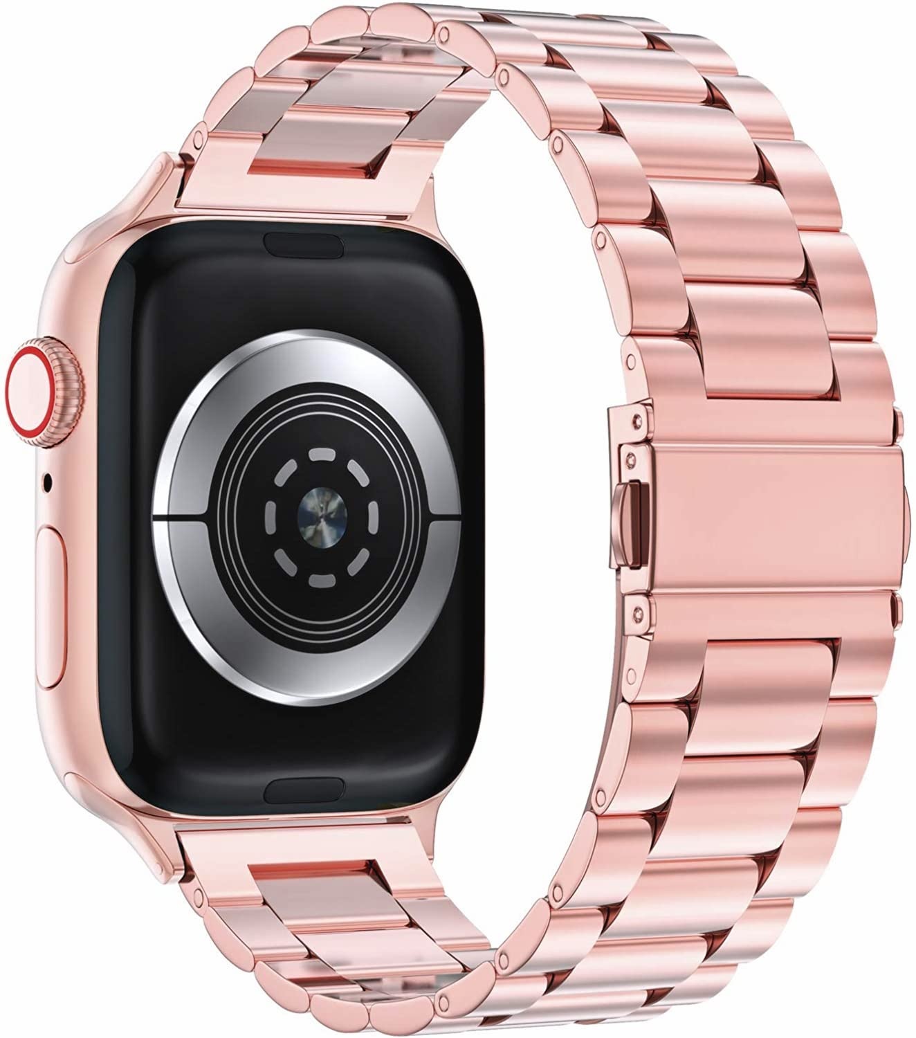 Apple Watch gyöngyök Acél link szalag - rózsaszín piros