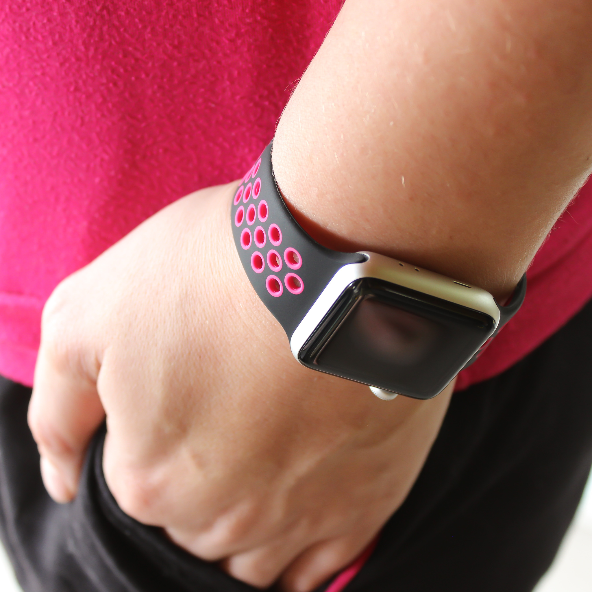  Apple Watch dupla sport szalag - fekete rózsaszín
