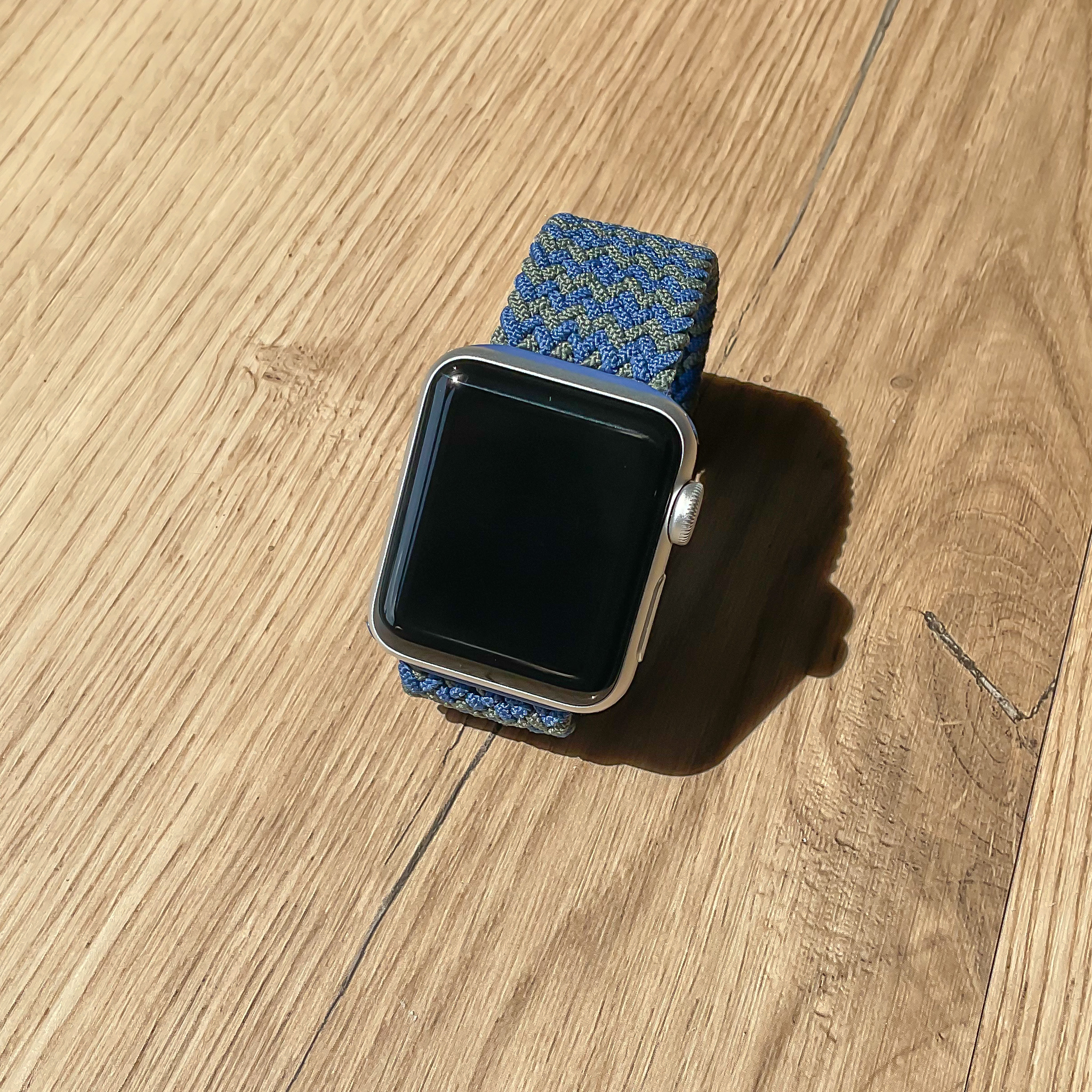  Apple Watch Nejlon fonott szóló pánt - kék-zöld keverék