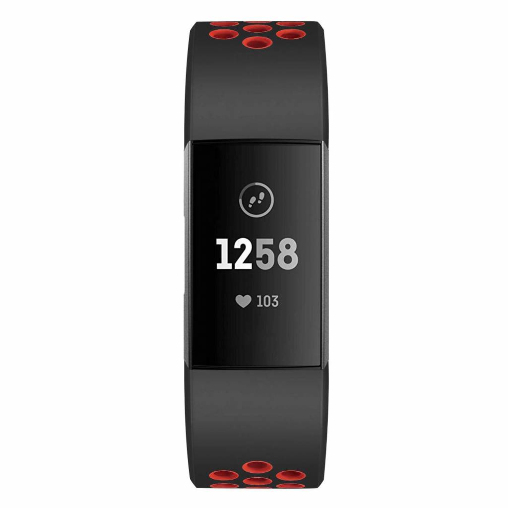 Fitbit Charge 3 &amp; 4 dupla sport szalag - fekete piros