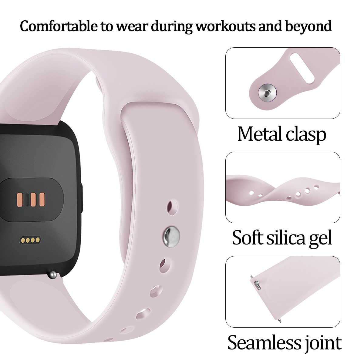 Fitbit Versa szilikon sportszalag - rózsaszín homok