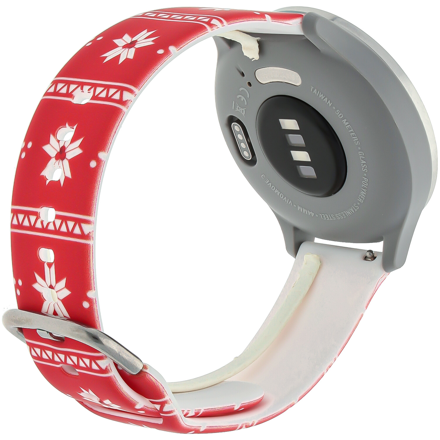 Huawei Watch nyomtatott sport szalag - karácsonyi mikulásvirág piros