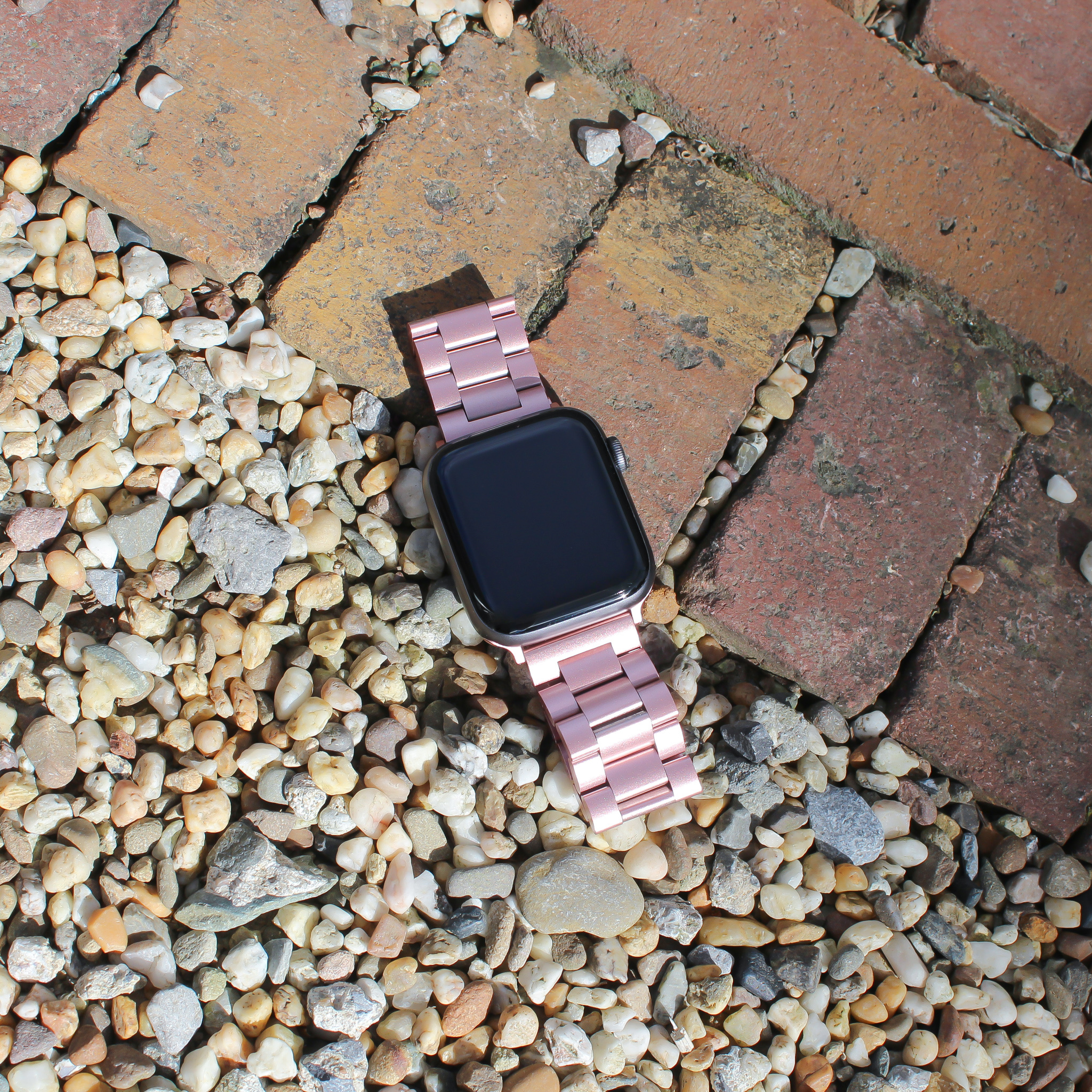  Apple Watch gyöngyök Acél link szalag - rózsaszín piros