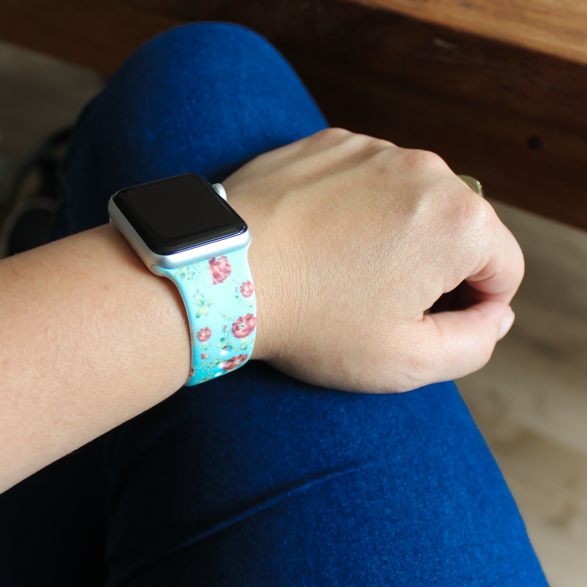  Apple Watch nyomtatott sport szalag - rózsaszín kék