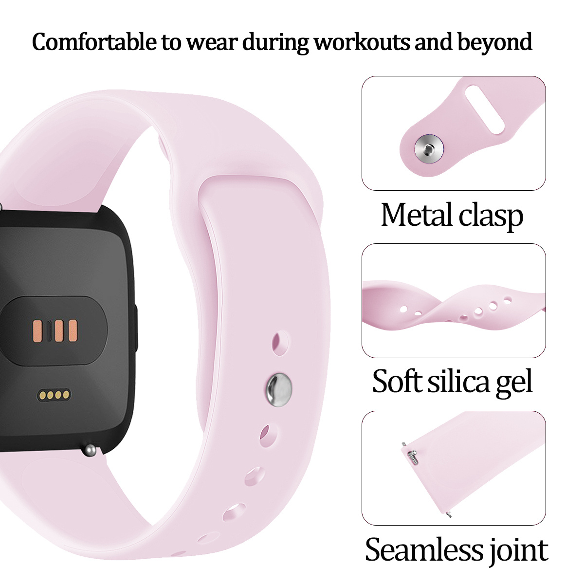 Fitbit Versa szilikon sportszalag - rózsaszín