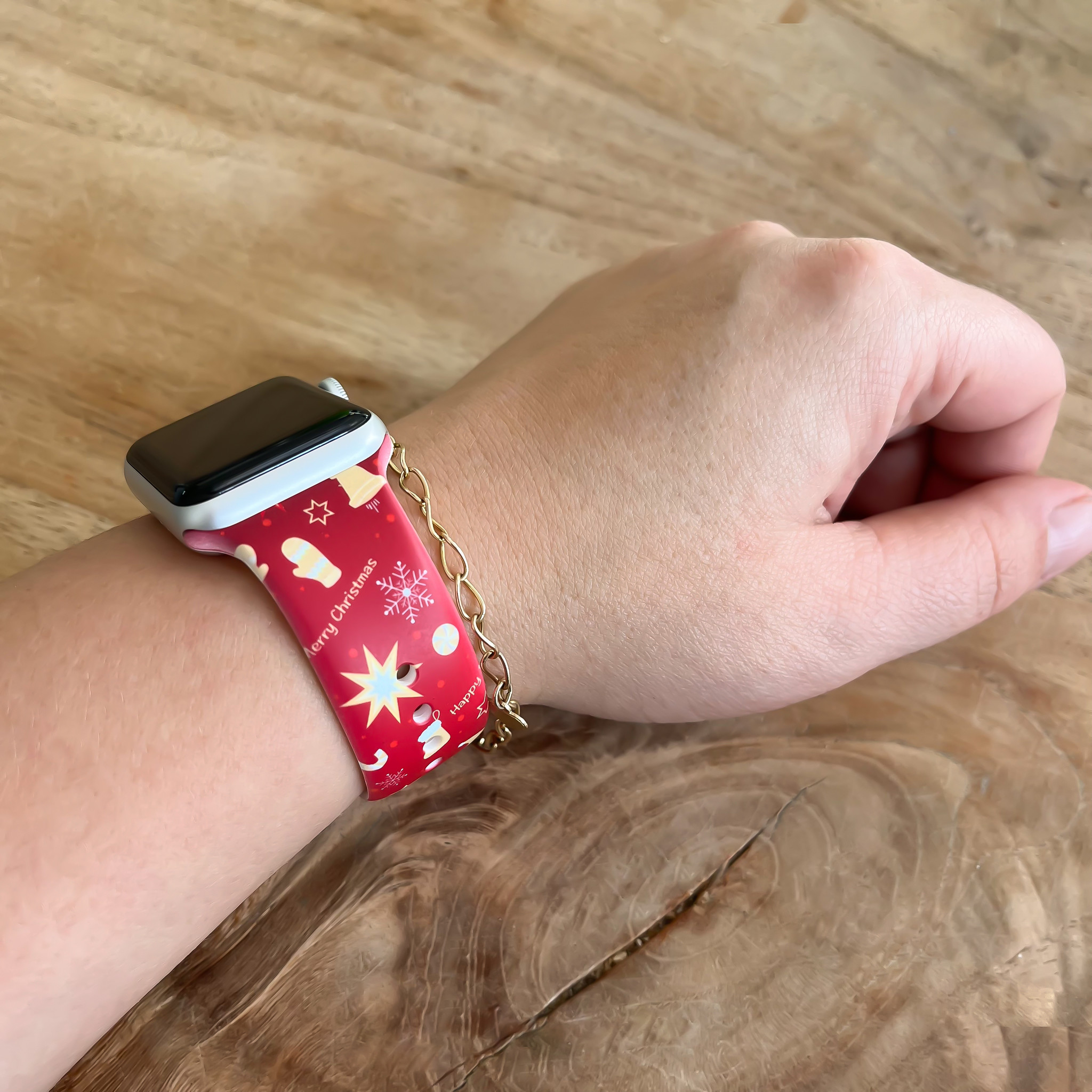 Apple Watch nyomtatott sportszalag - karácsonyi piros