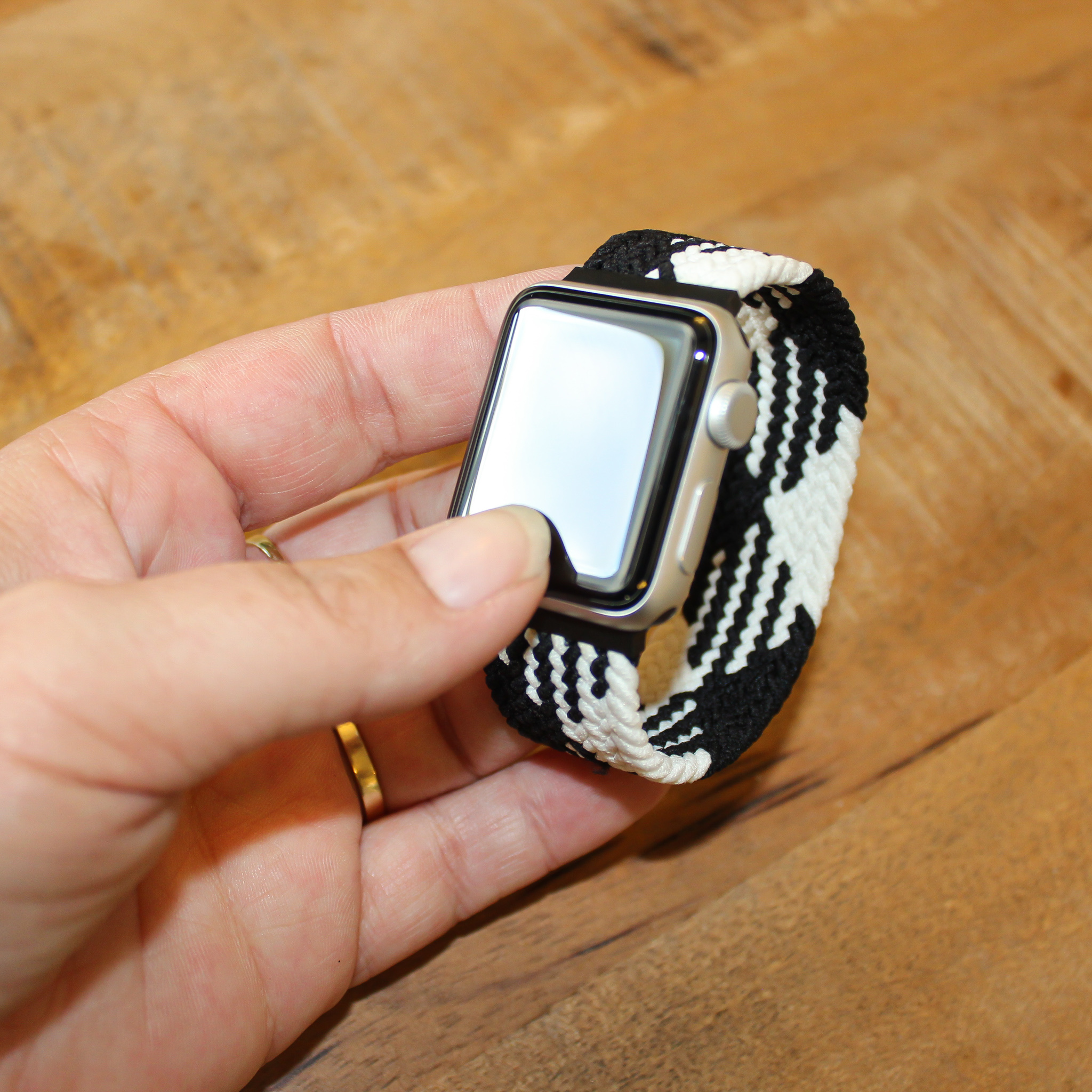  Apple Watch Nejlon fonott szóló pánt - fehér fekete