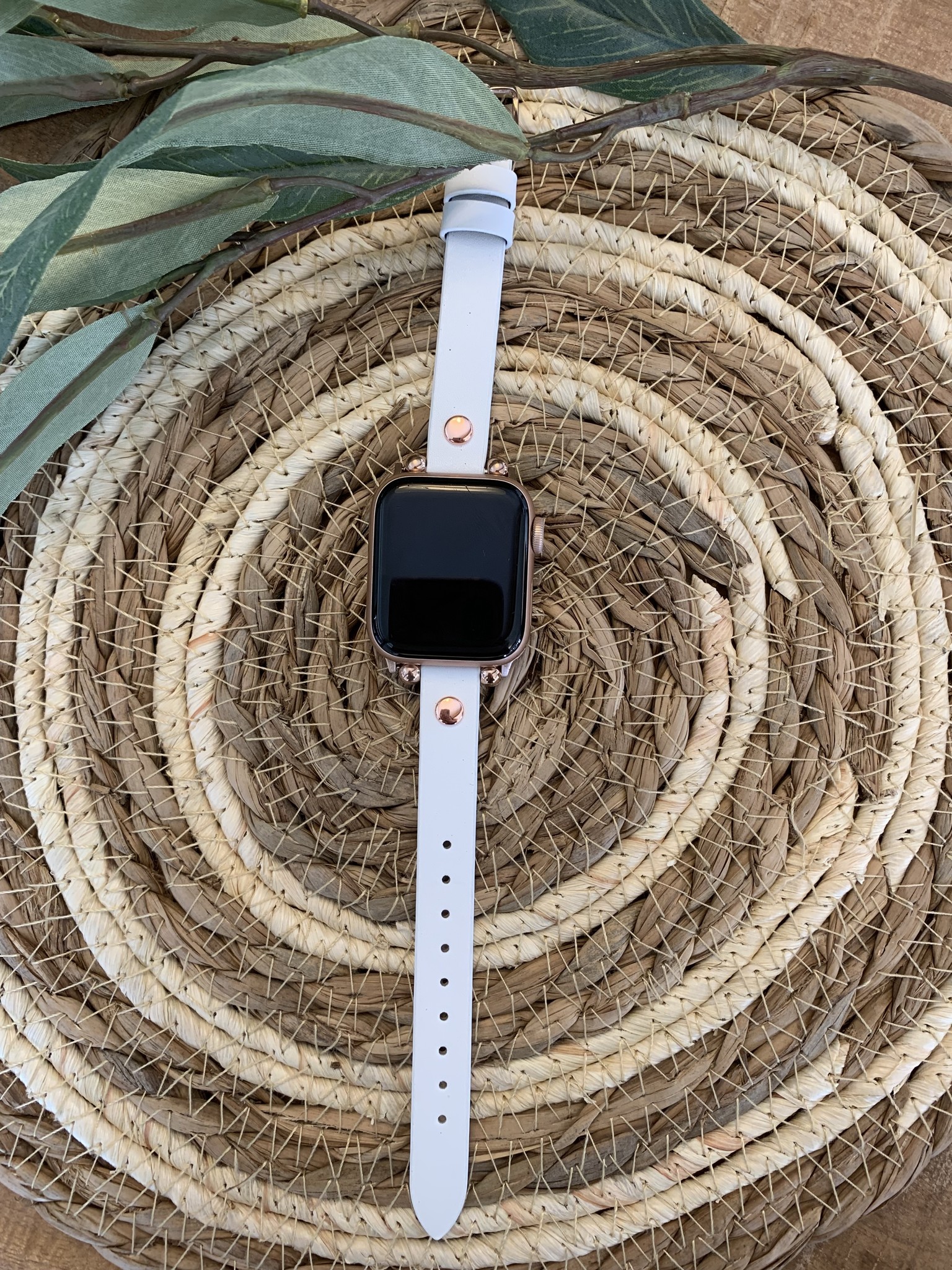  Apple Watch vékony bőrszíj - fehér