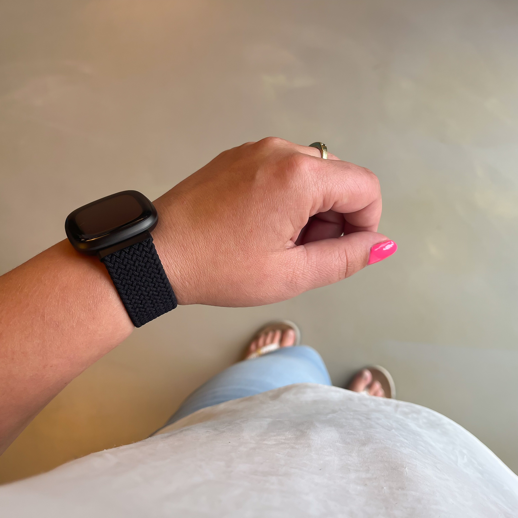 Fitbit Versa 3 / Sense Nejlon fonott szóló szalag - fekete