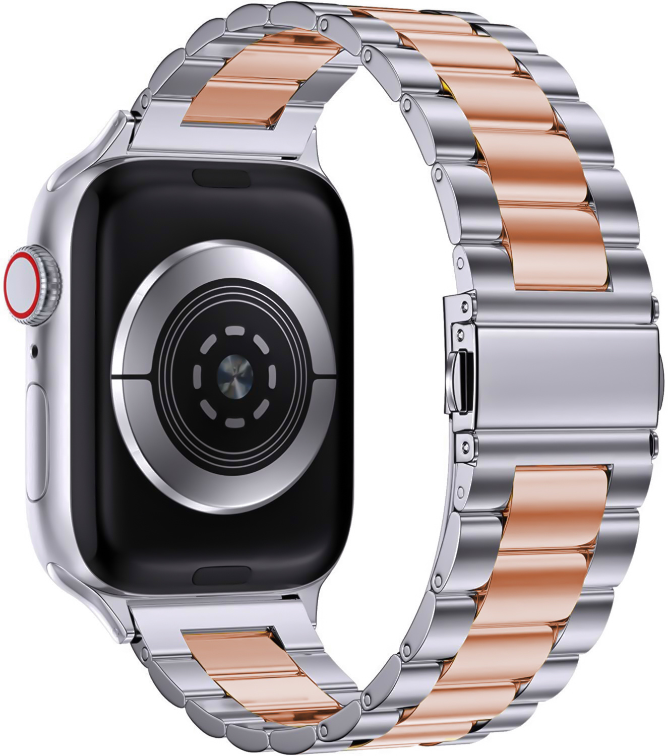  Apple Watch gyöngyök Acél link szalag - ezüst rózsaarany