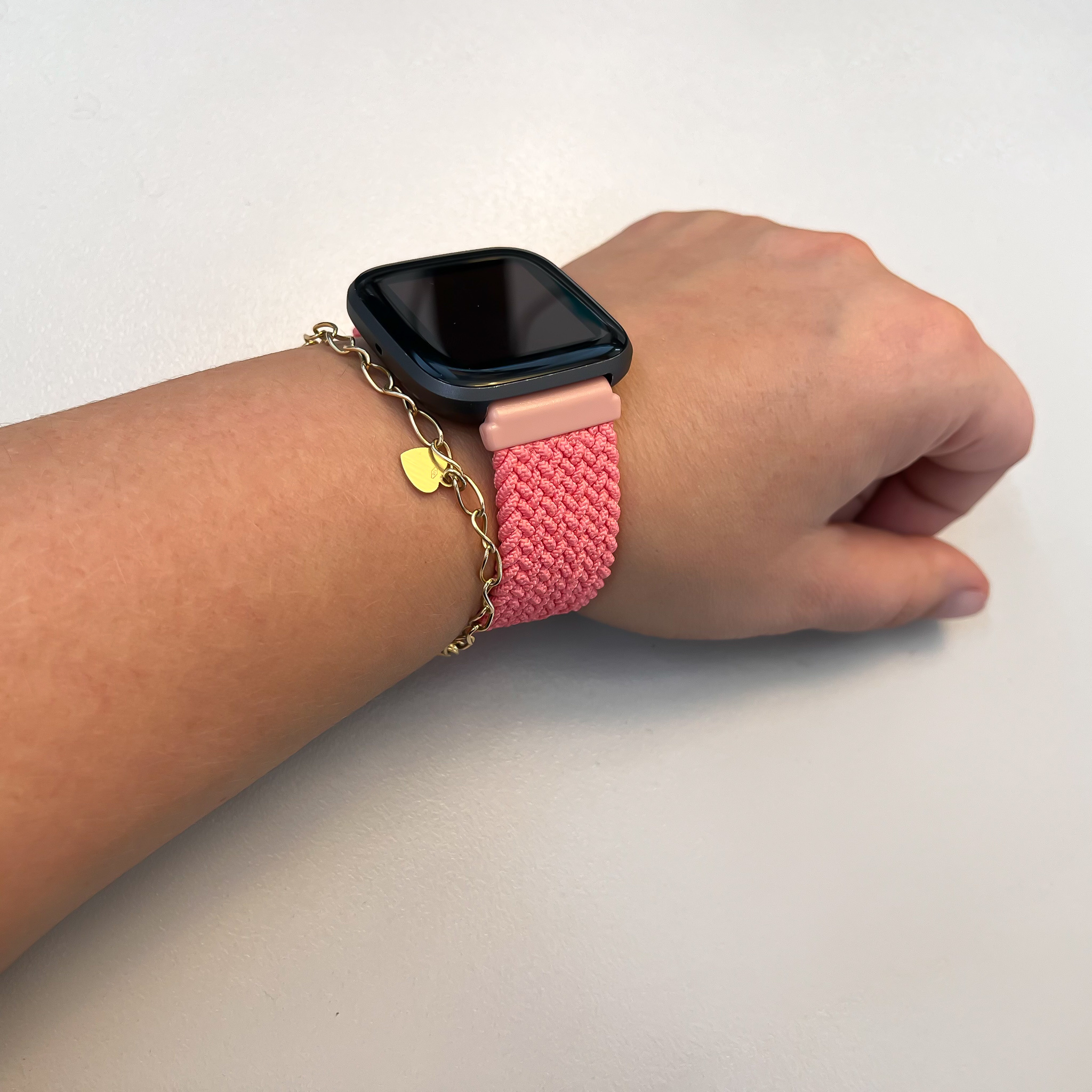 Fitbit Versa Nejlon  fonott szóló szalag - rózsaszín