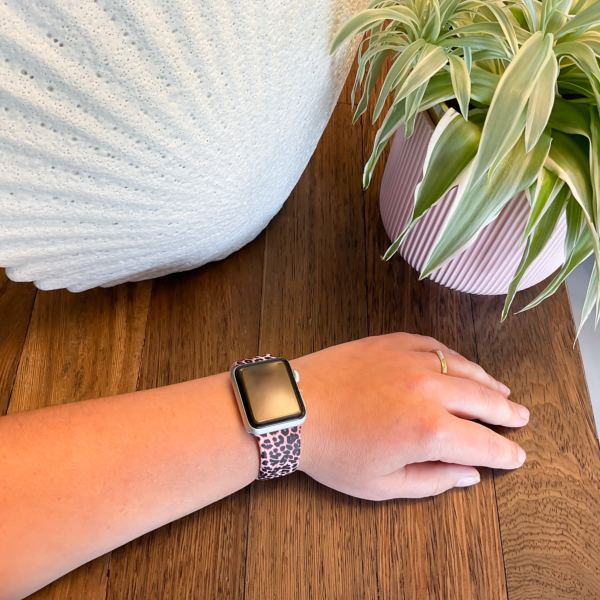  Apple Watch nyomtatott sport szalag - párduc rózsaszín