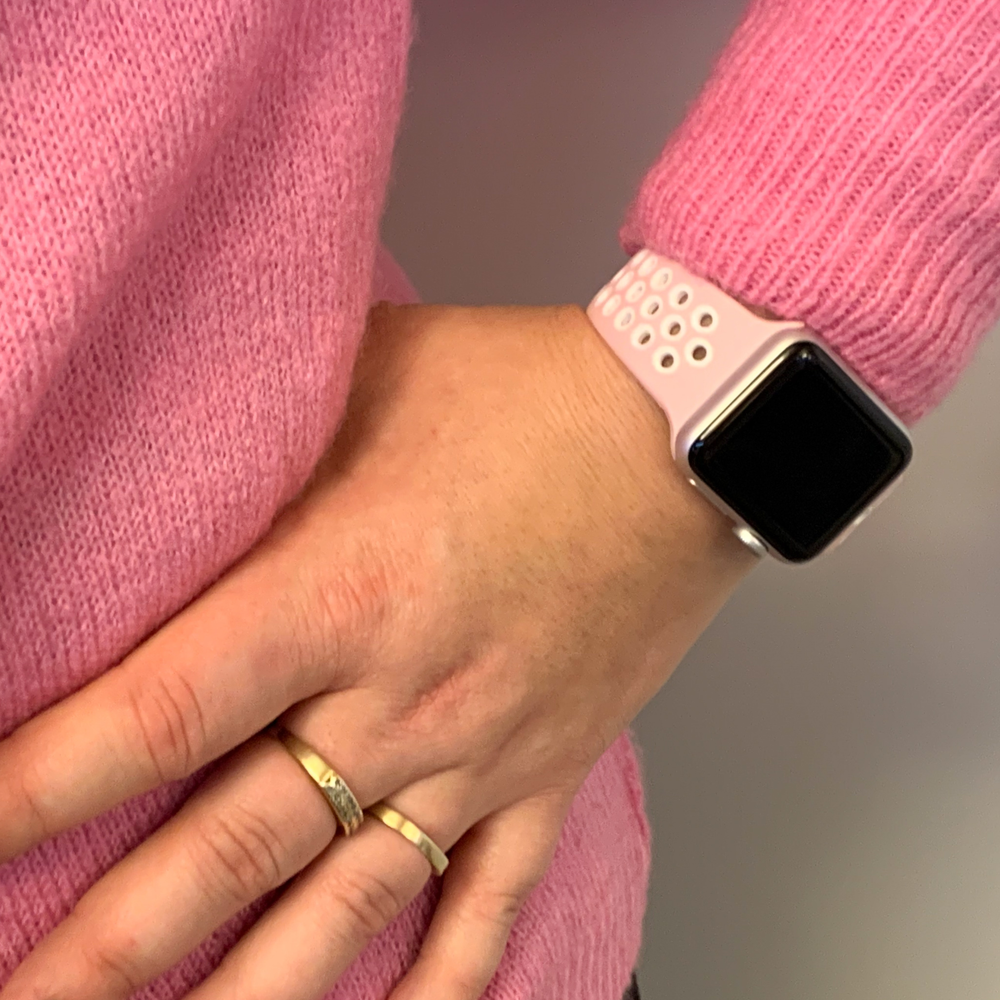 Apple Watch dupla sport szalag - világos rózsaszín fehér