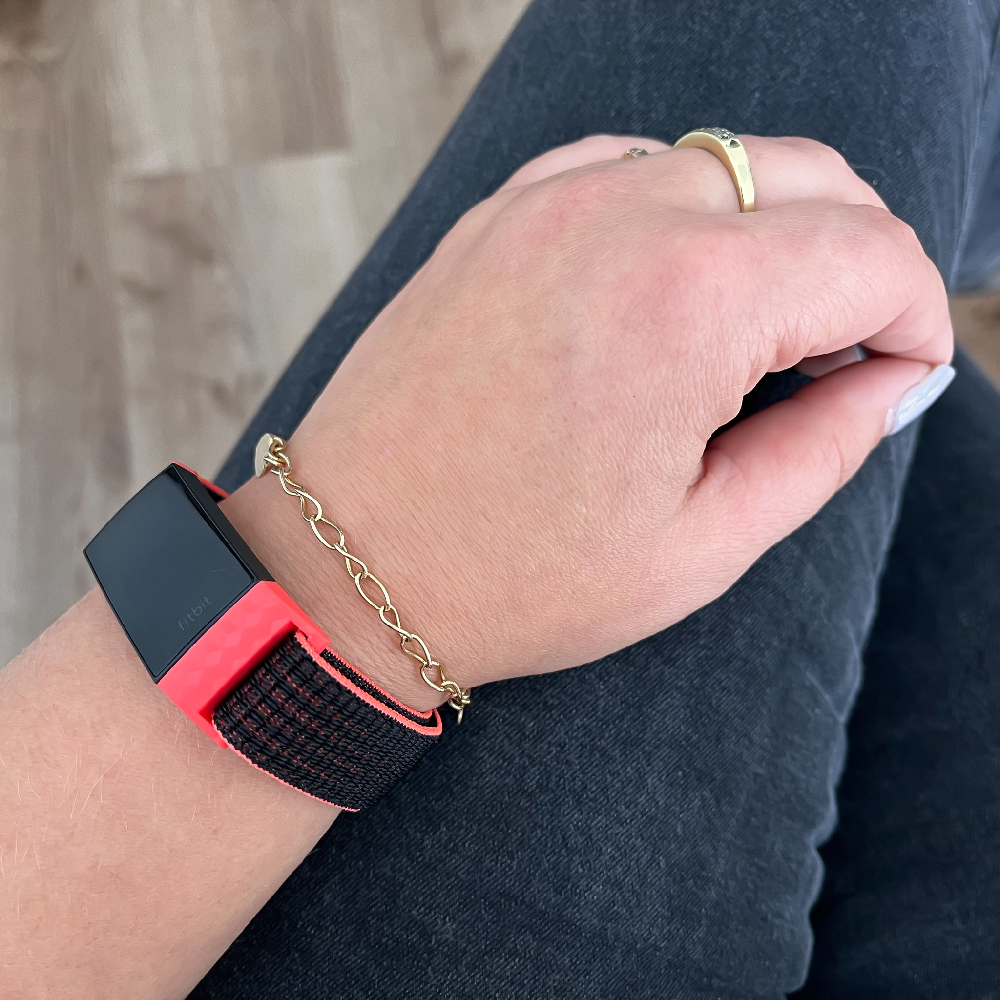 Fitbit Charge 3 &amp; 4 Nejlon szalag - rózsaszín fekete