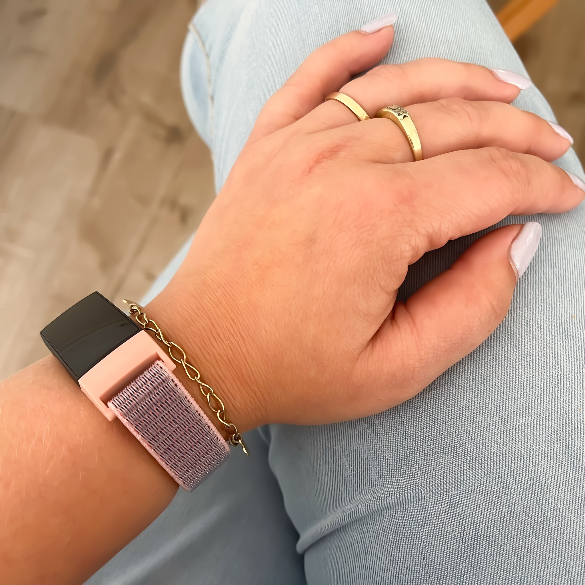 Fitbit Charge 3 &amp; 4 Nejlon szalag - rózsaszín homok