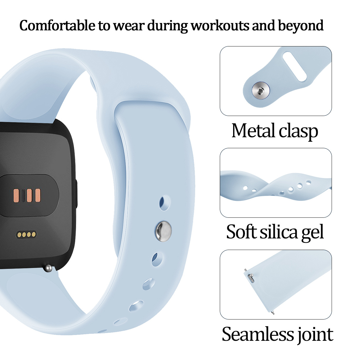 Fitbit Versa szilikon sportszalag - világoskék