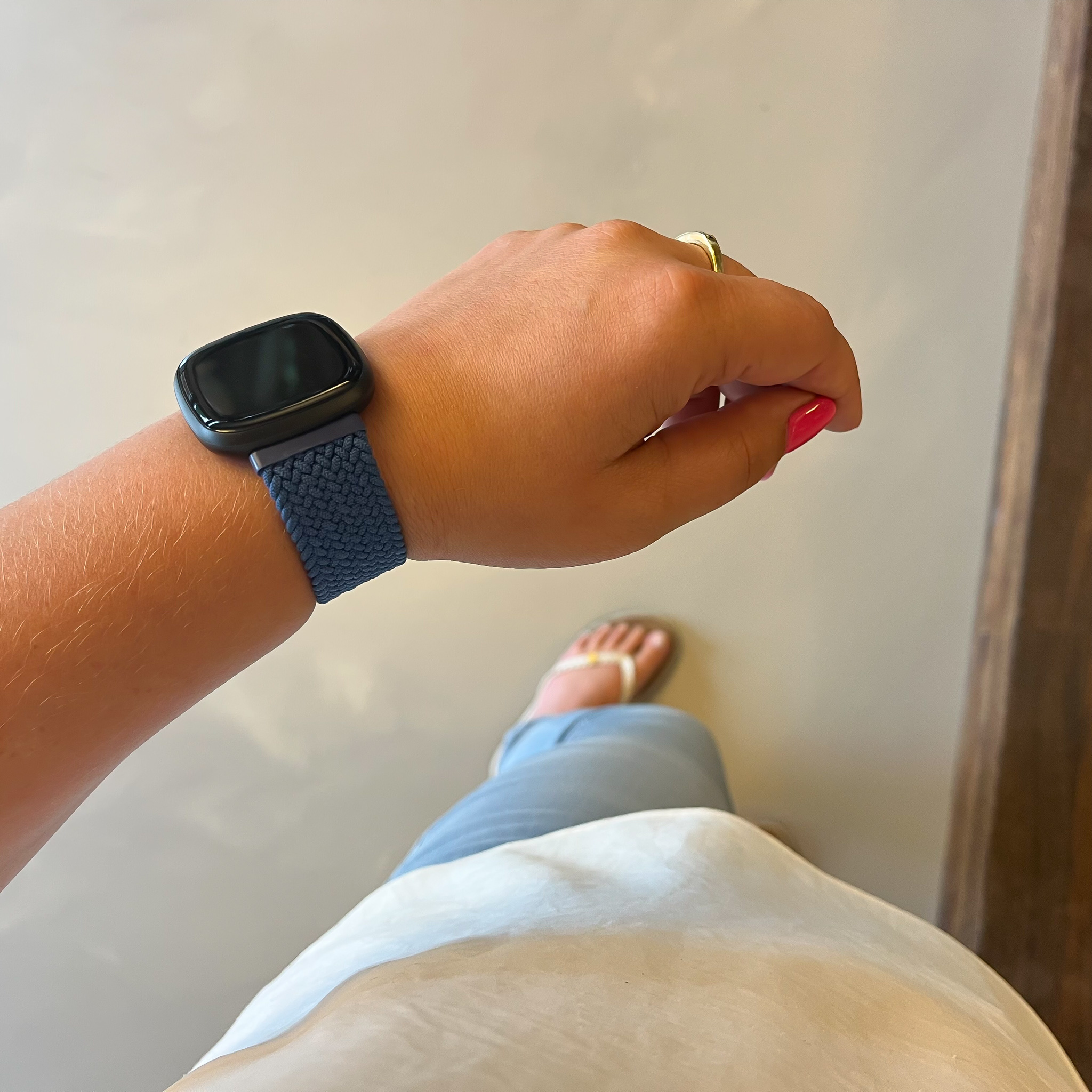 Fitbit Versa 3 / Sense Nejlon fonott szóló szalag - atlanti kék