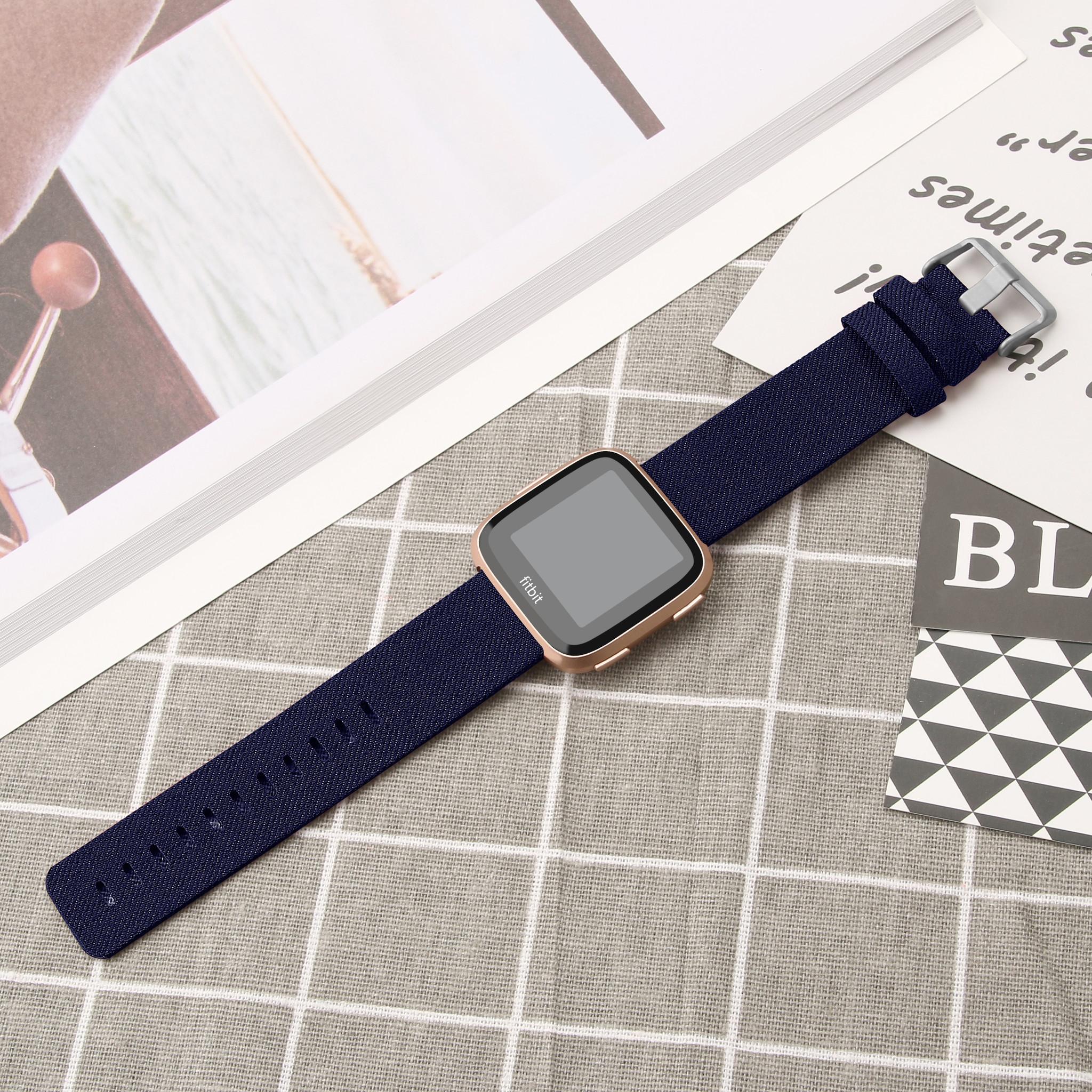 Fitbit Versa Nejlon csatos szalag - kék