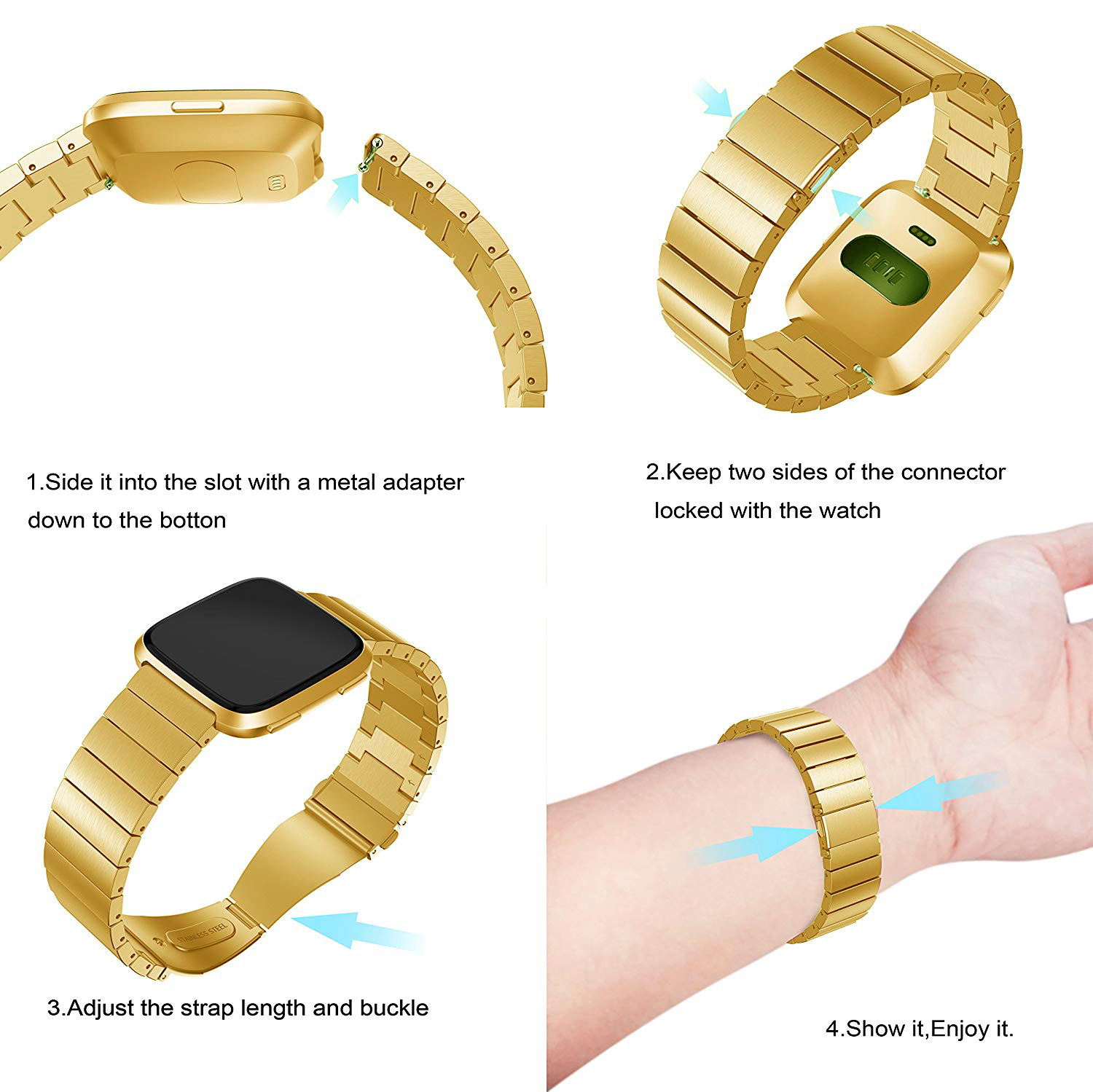 Fitbit Versa Acél link szalag - arany