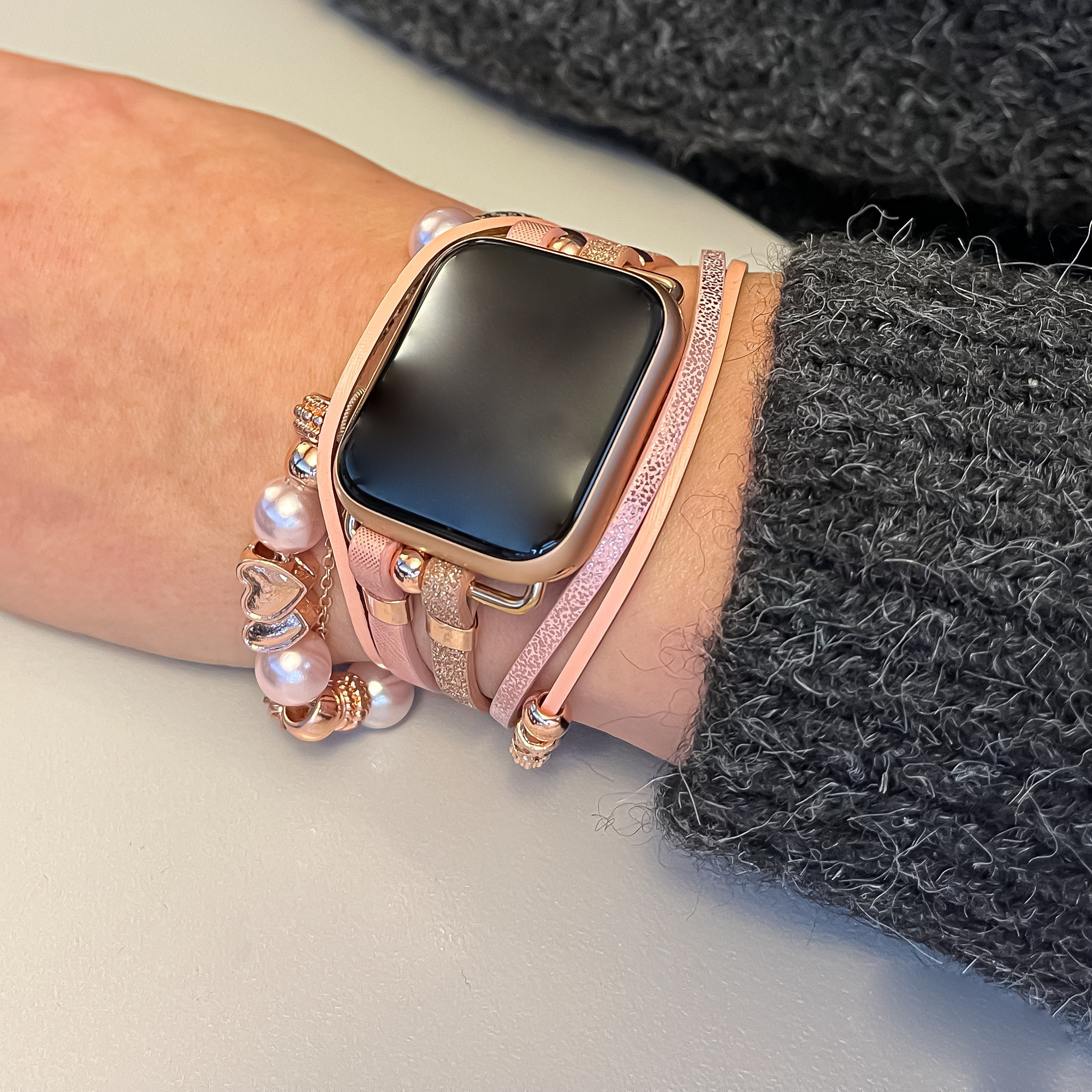  Apple Watch Acél tartozék link pánt - rózsaszín
