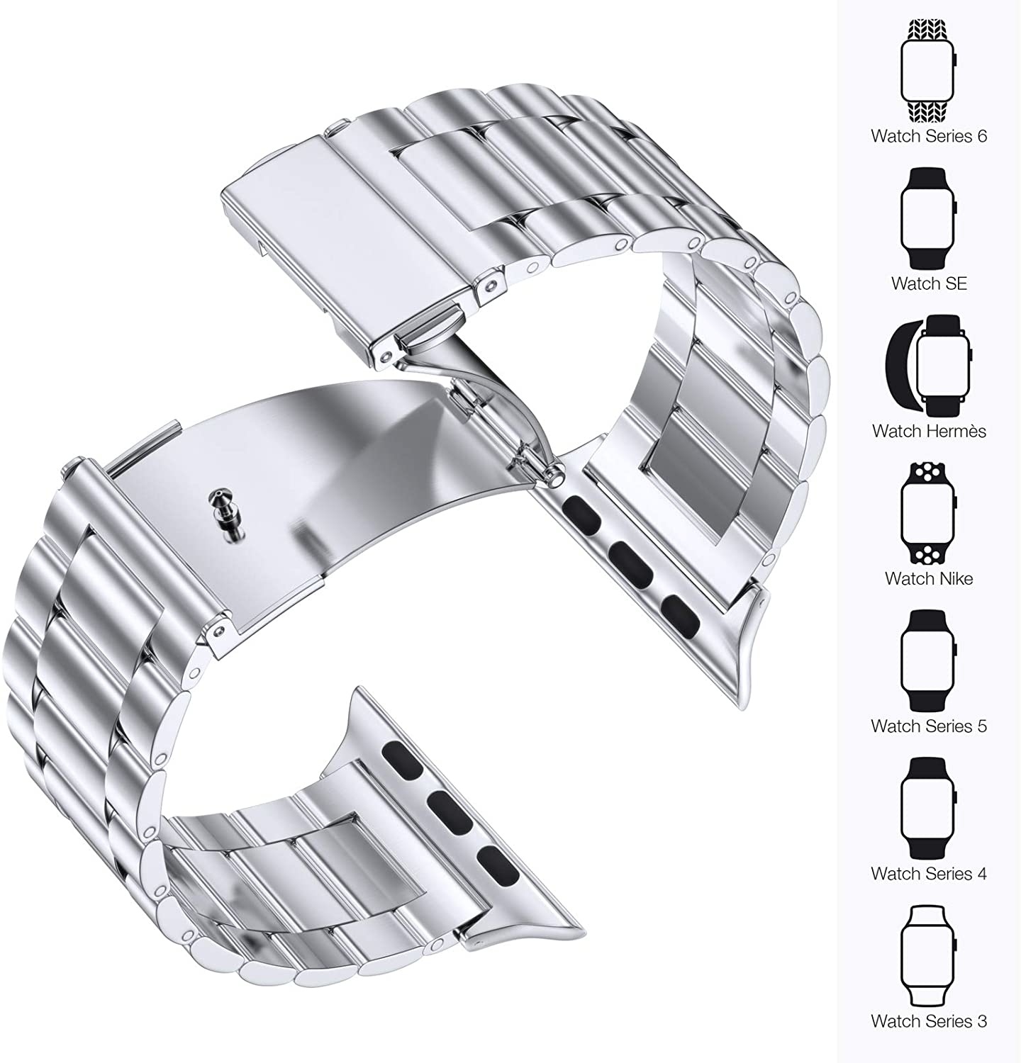  Apple Watch gyöngyök Acél link szalag - ezüst