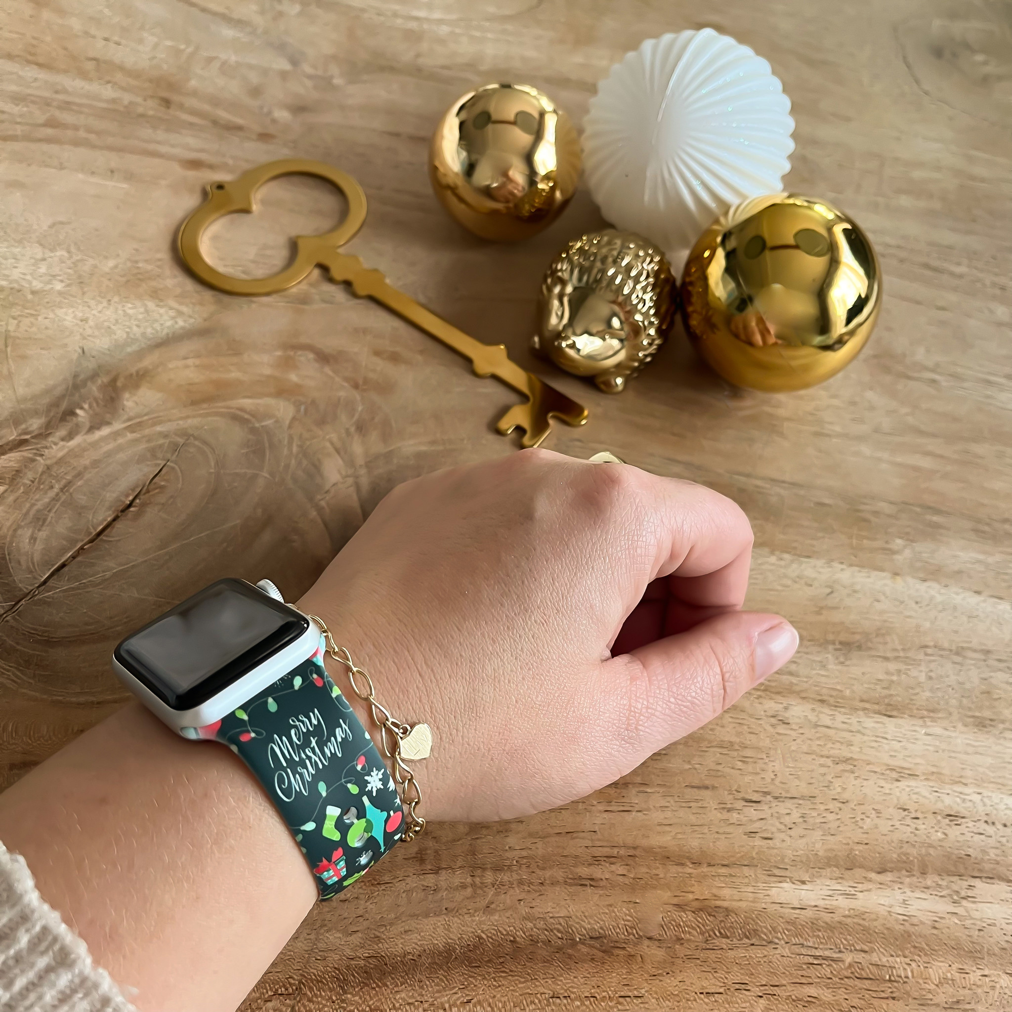  Apple Watch nyomtatott sportszalag - karácsonyi sötétzöld