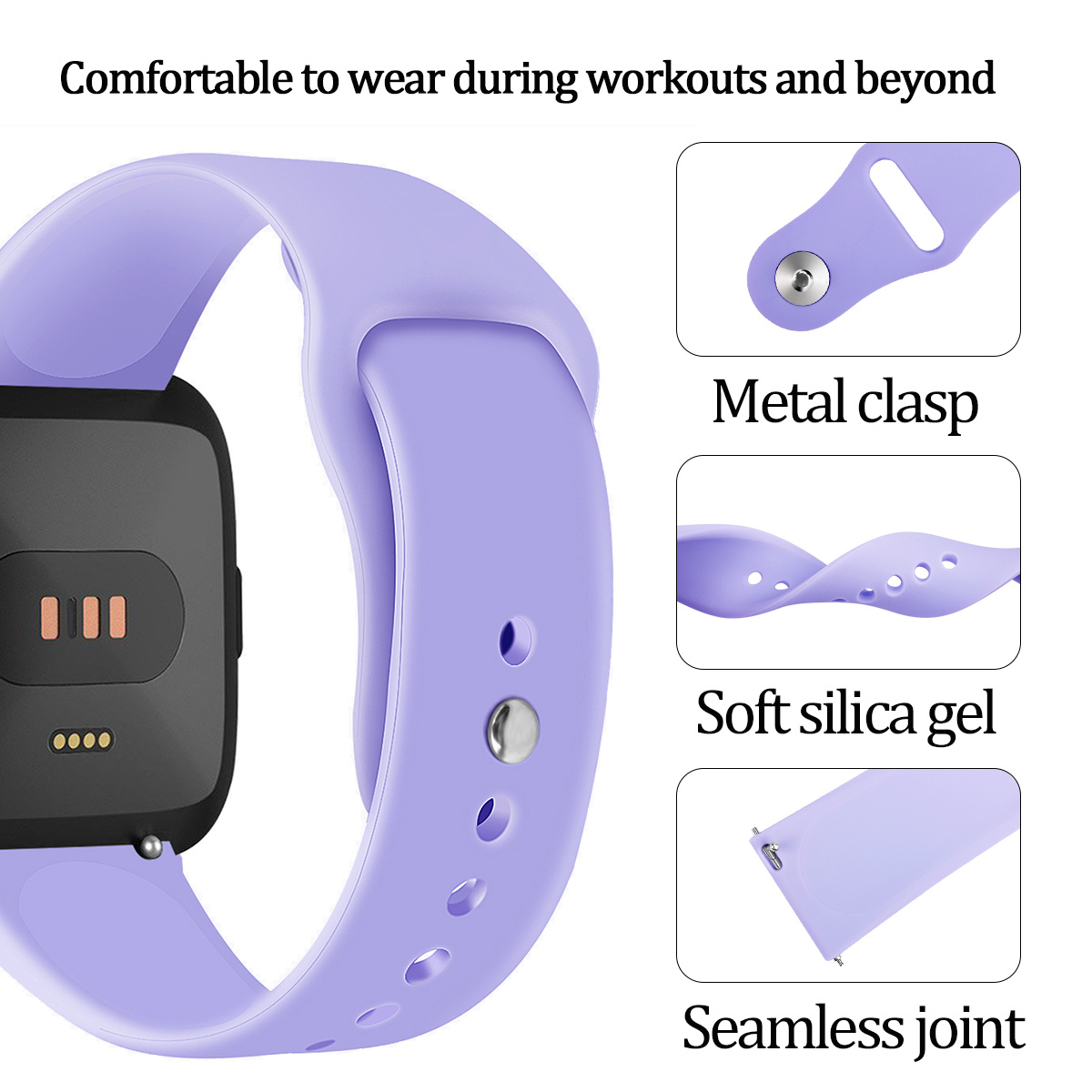 Fitbit Versa szilikon sportszalag - világos lila