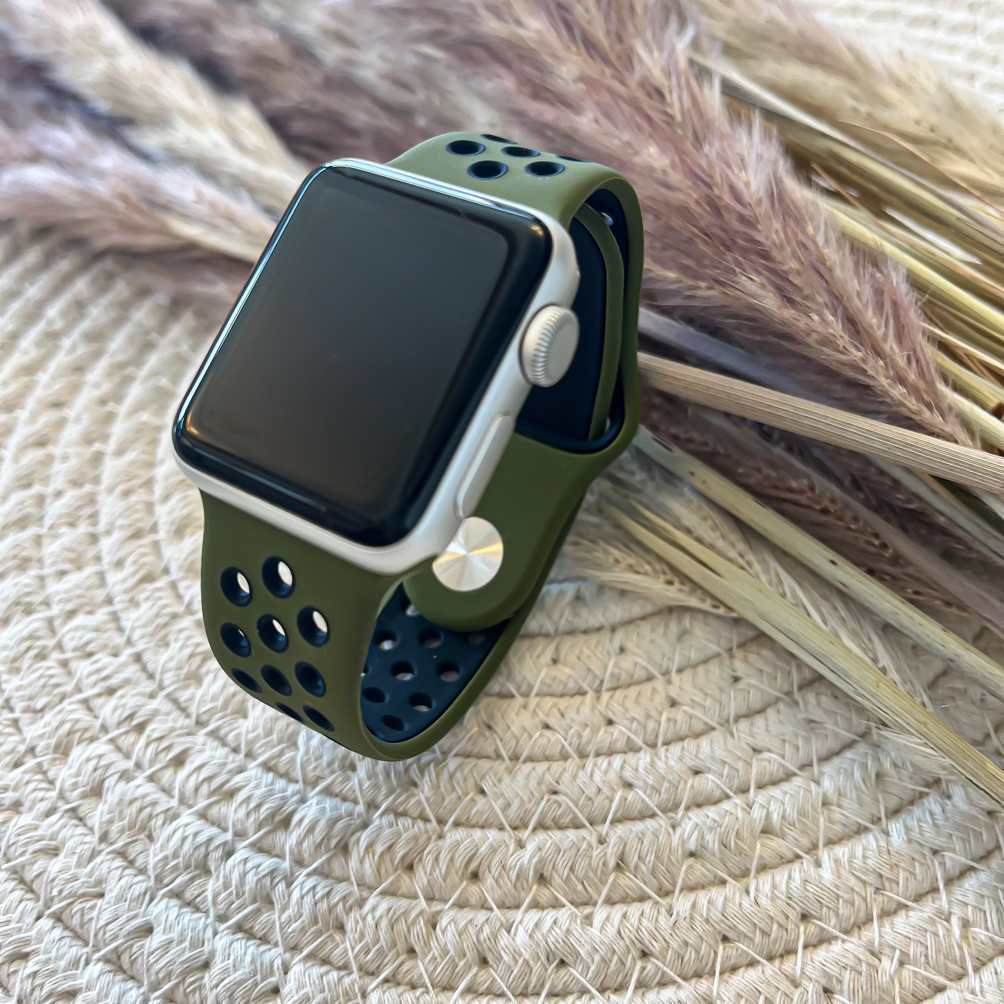  Apple Watch dupla sport szalag - olajzöld fekete