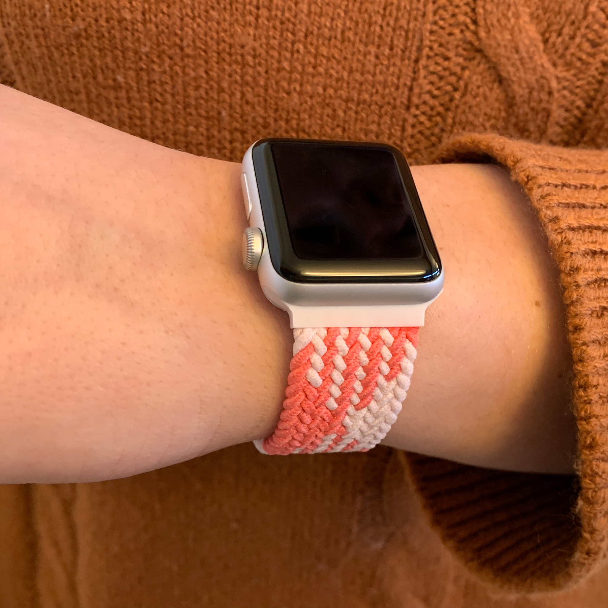  Apple Watch Nejlon fonott szóló pánt - rózsaszín fehér