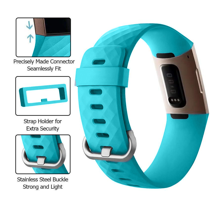 Fitbit Charge 3 &amp; 4 sport waffle szalag - teal