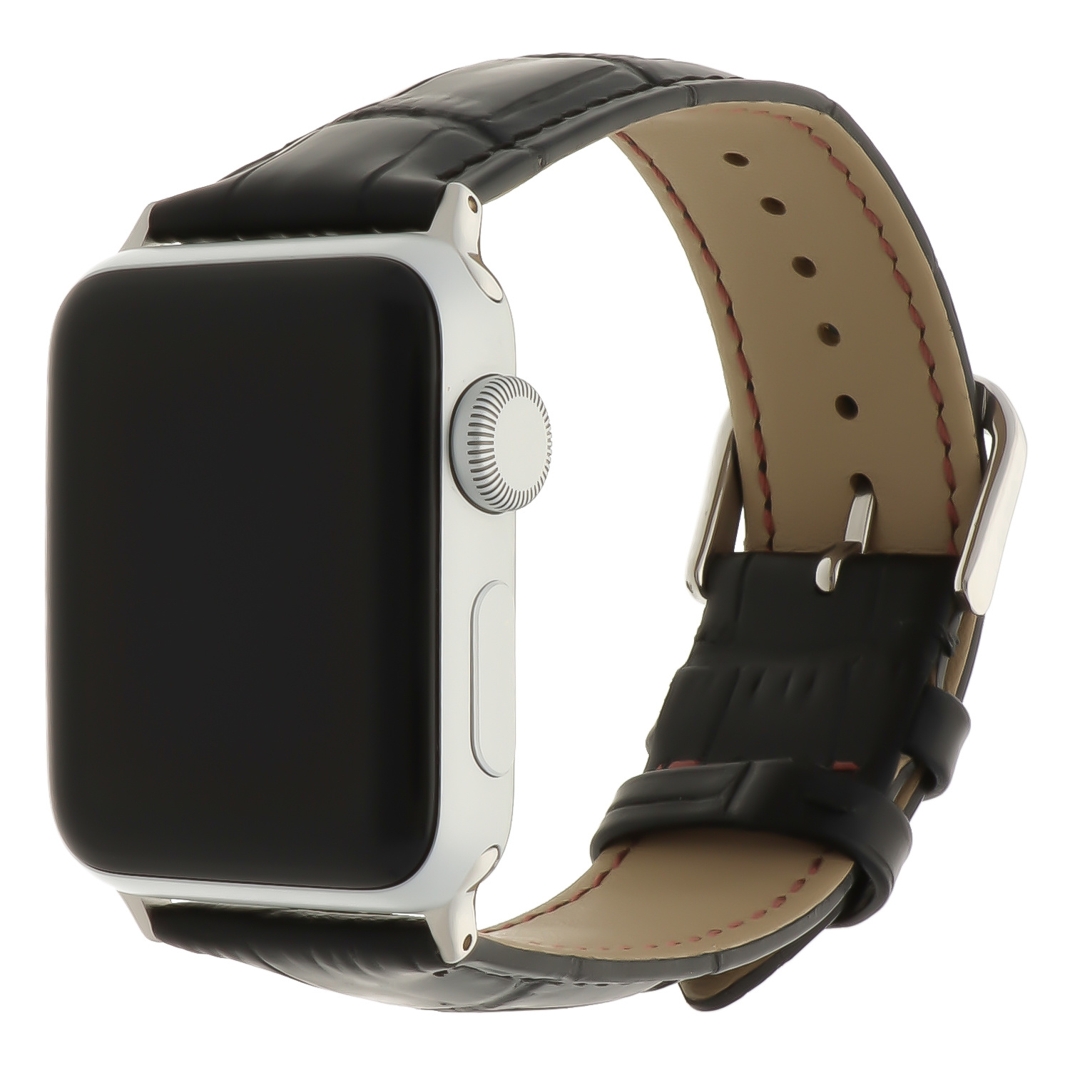  Apple Watch bőr krokodil szíj - fekete