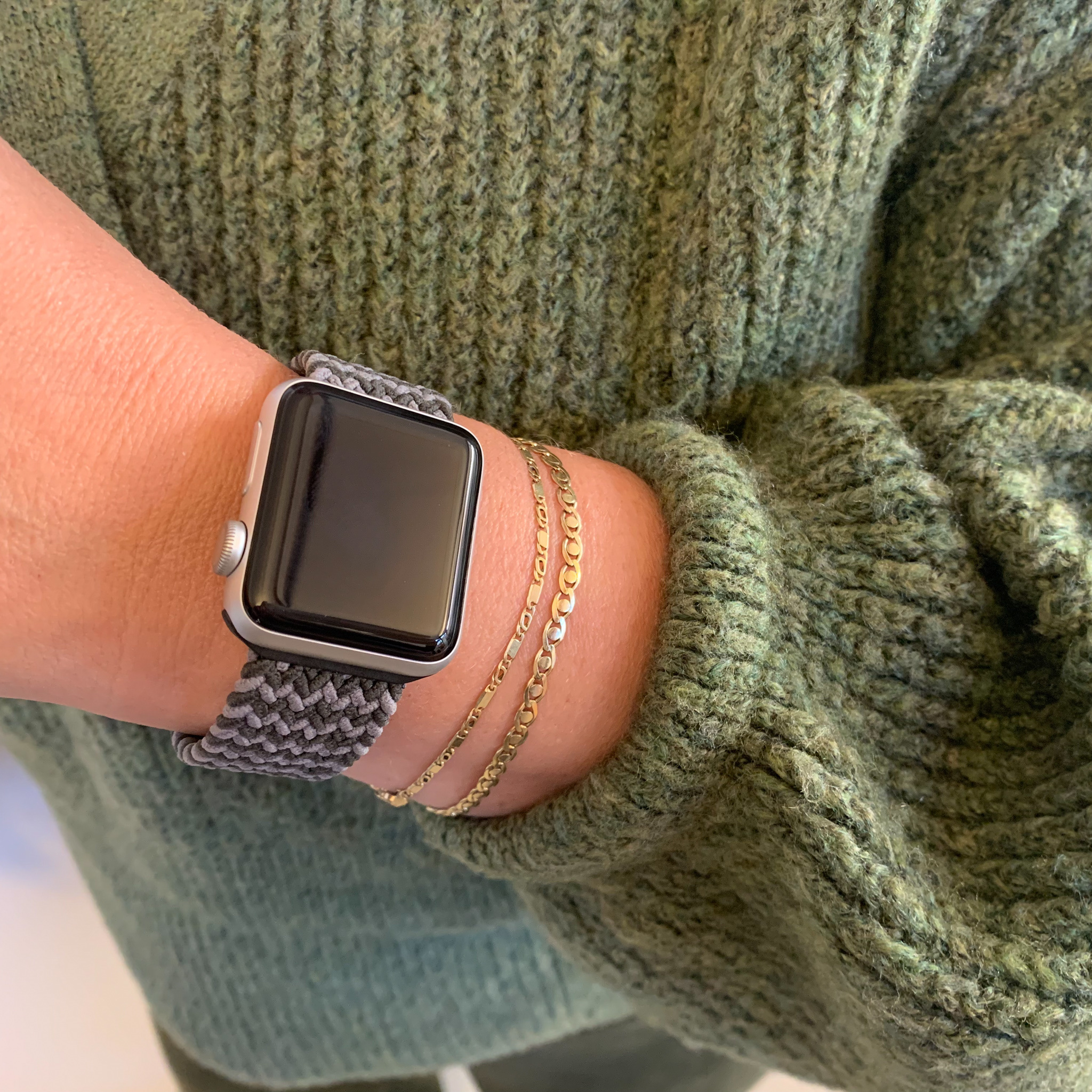  Apple Watch Nejlon fonott szóló pánt - zöld szürke