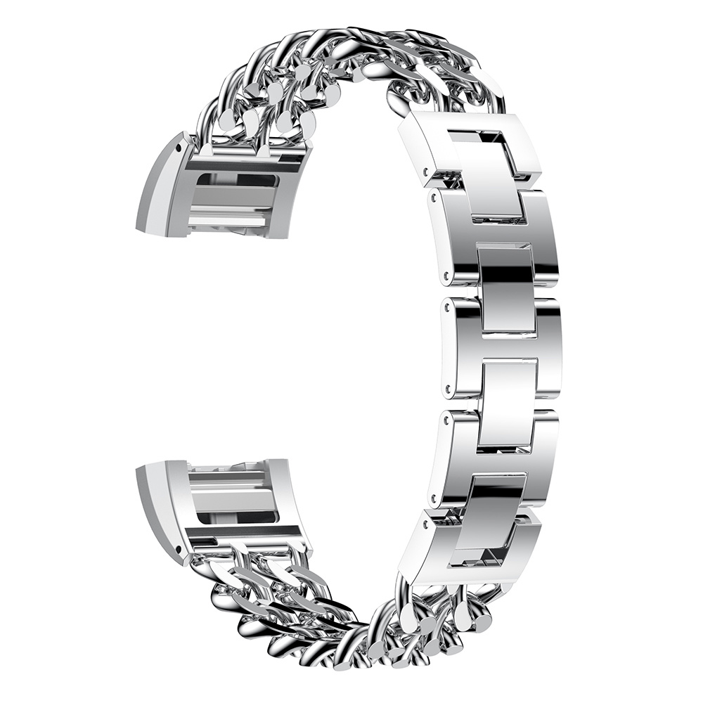 Fitbit Charge 3 &amp; 4 cowboy Acél link szalag - ezüst